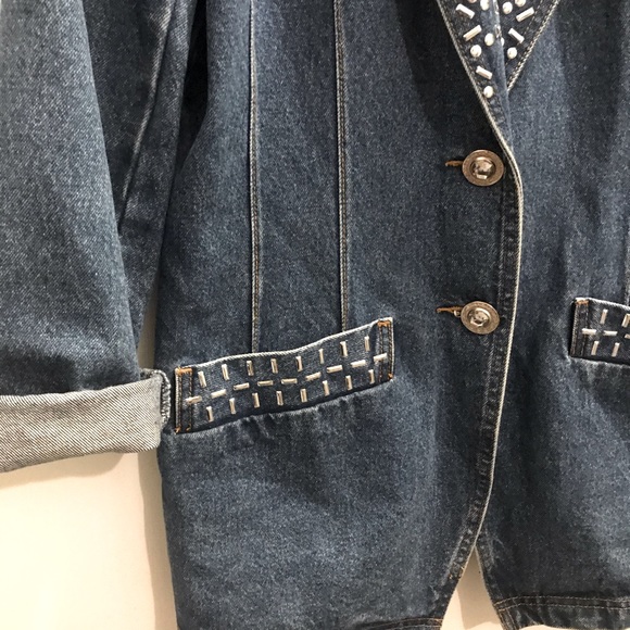 Vintage denim 1991 studded blazer size 8/10 - Picture 7 of 11